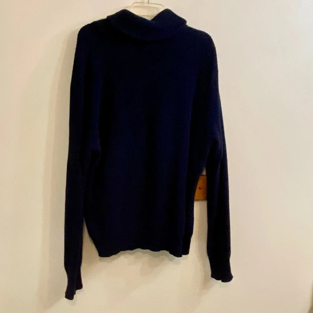 Polo Ralph Lauren Shawl Collar Sweater Mens L Blue Ribbed Knit Button Pullover